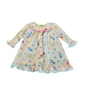 Classic Whimsy Girls White Holiday Nutcracker Nightgown with Pink Trim